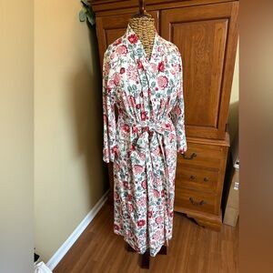 Lands End 100% cotton floral print robe